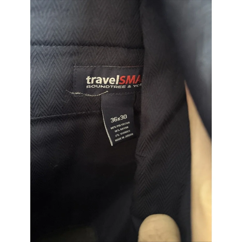 Travel Smart Mens Classic‎ Fit Dress Pants 36/ 30 Grey Herringbone Stretch
